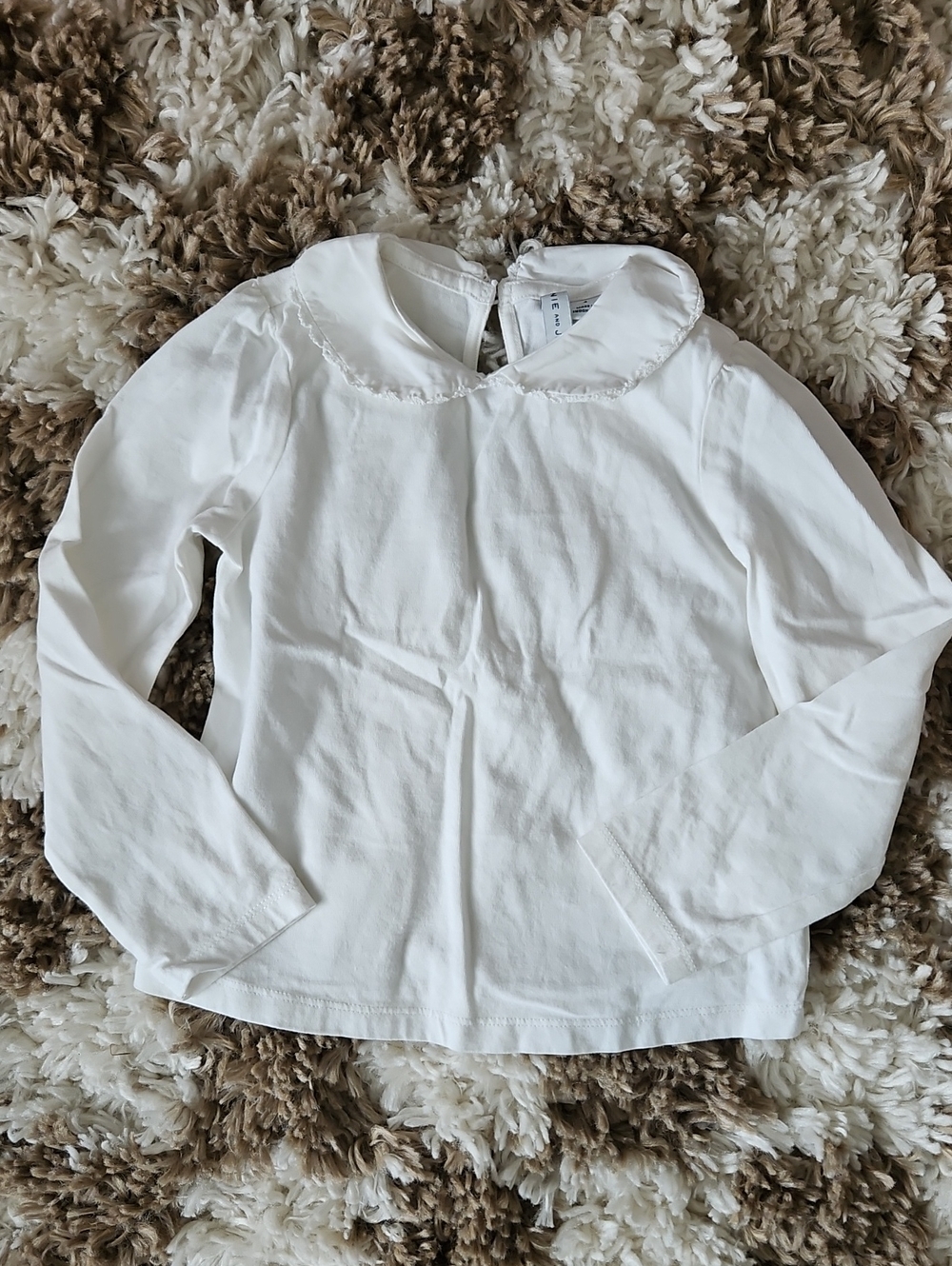 Janie and Jack White Long-Sleeve Top with Peter Pan Collar | Size 4